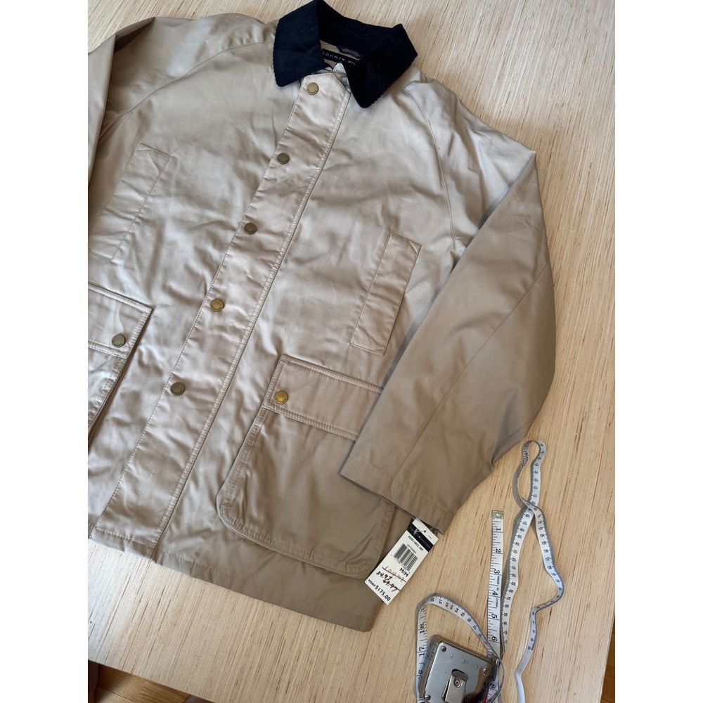 Tommy Hilfiger Mens Tan Khaki Barn Jacket Corduroy Collar Lined Medium NWT 44